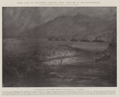 Briljante marine manoeuvre van Prins Louis van Battenberg in de Middellandse Zee door Henry Charles Seppings Wright